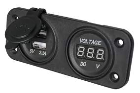 Allpa Waterproof DC Installation Socket, 2x Usb & 1x Voltmeter (Double)