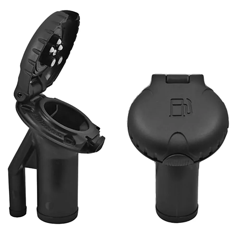 Attwood Deck Fill f/Pressure Relief Systems - Angled BodyScalloped Black Plastic Cap