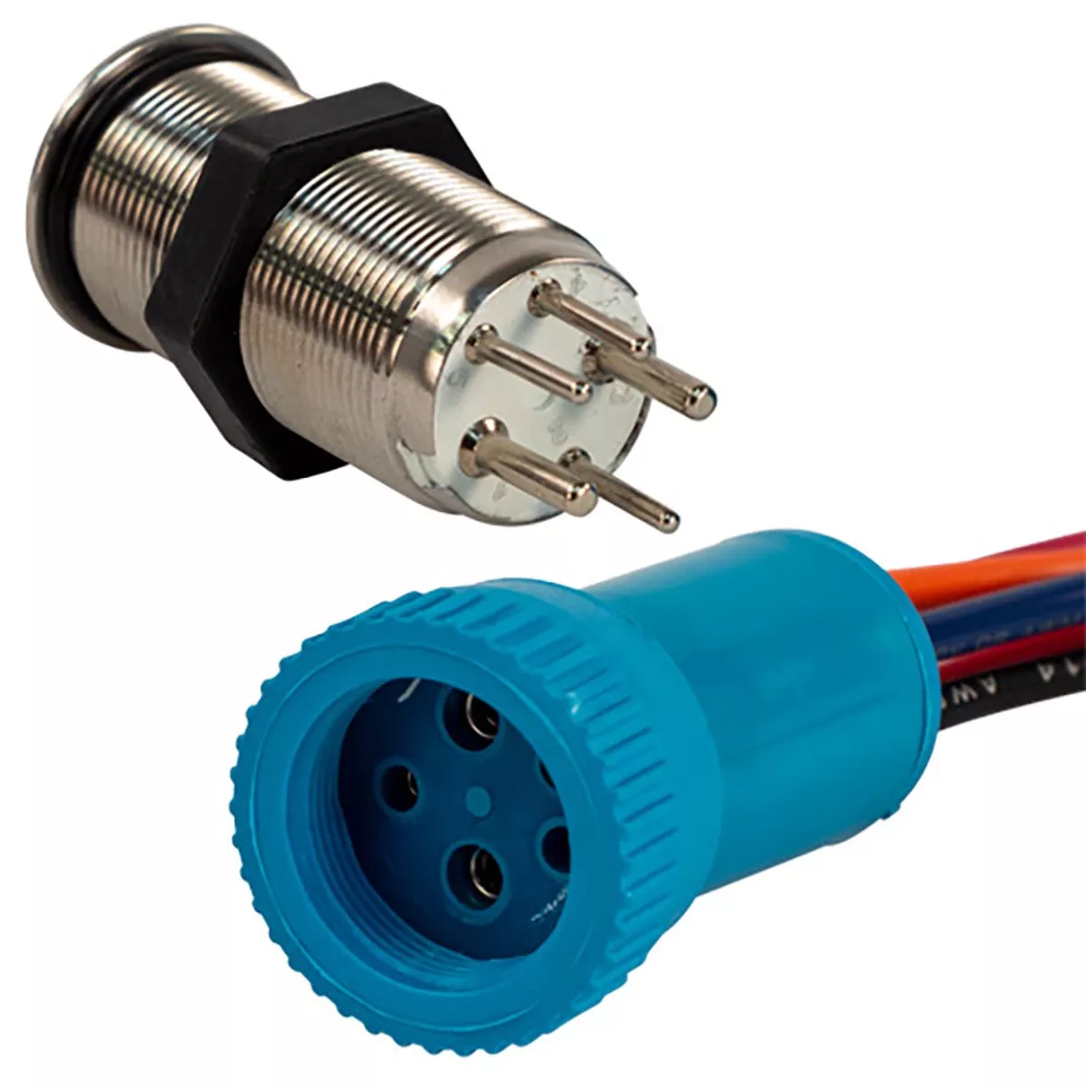 Bluewater 19mm Push Button Switch - Off/On/On Contact - Blue/Green/Red LED - 1' Lead [9057-3113-1]
