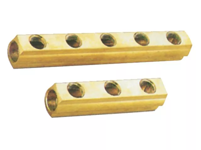 Brass Linear Distribution Manifold 3 x 1/2" Outlets – 1" & 1 1/4" Main Connection
