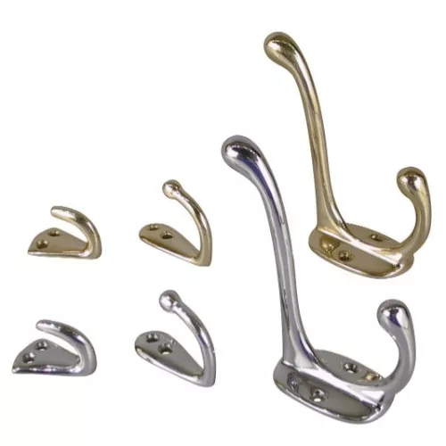 Delite 1981 - Polished Brass Hooks Incl. Screws, Single Triangular, 18mm Out
