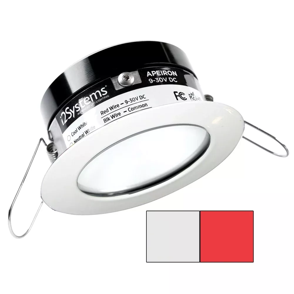 i2Systems Apeiron PRO A503 - 3W Spring Mount Light - Round - Cool WhiteRed - White Finish