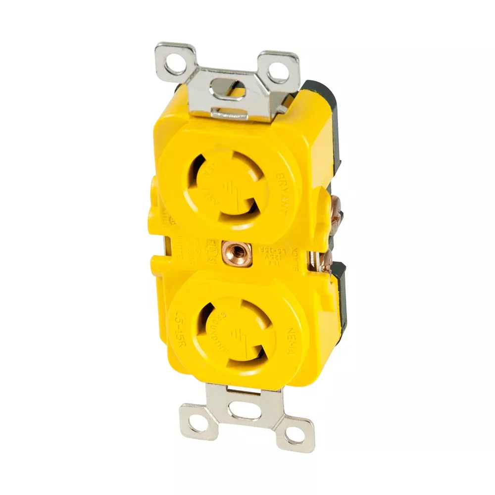 Marinco Locking Receptacle - 15A, 125V - Yellow