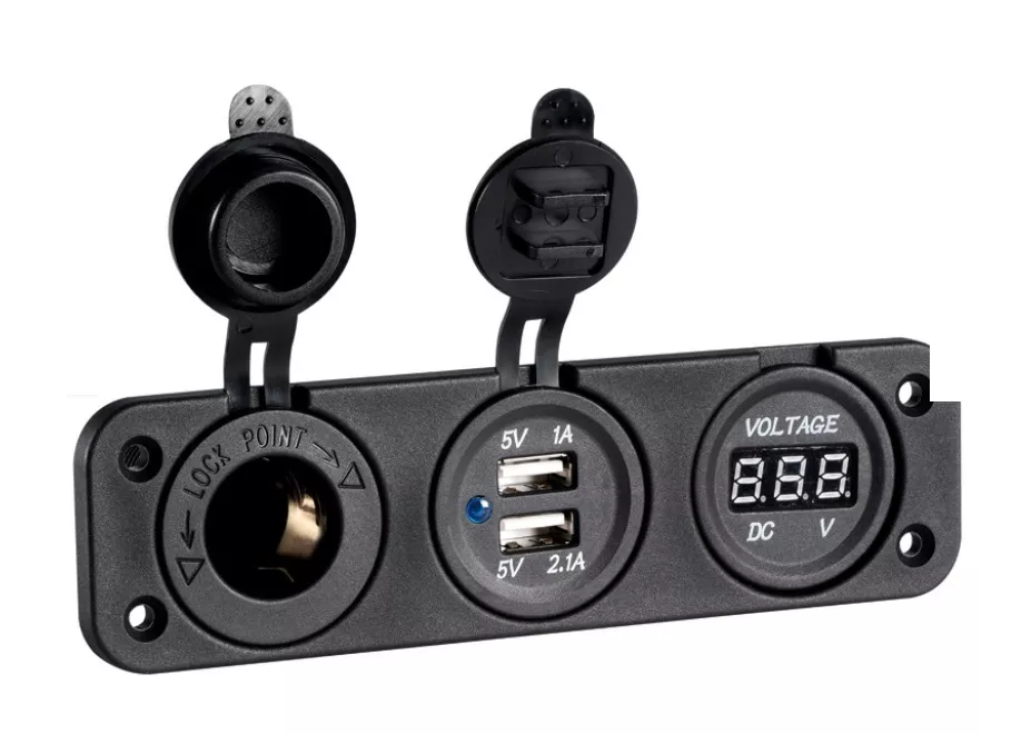 Osculati 14.517.43 - Digital Voltmeter Dual USB Port and Outlet 4.8A