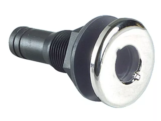 Plastic Through-Hull Fitting with Stainless Steel Finish – 1/2" to 2"