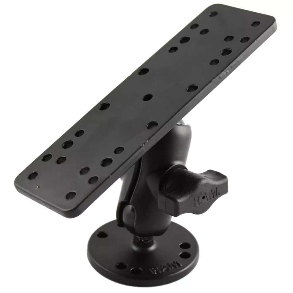 RAM Mount 1" Diameter Ball Mount w/Short Double Socket Arm,6.25" x 2" Rectangle Base & 2.5" Round Base (AMPS Pattern)