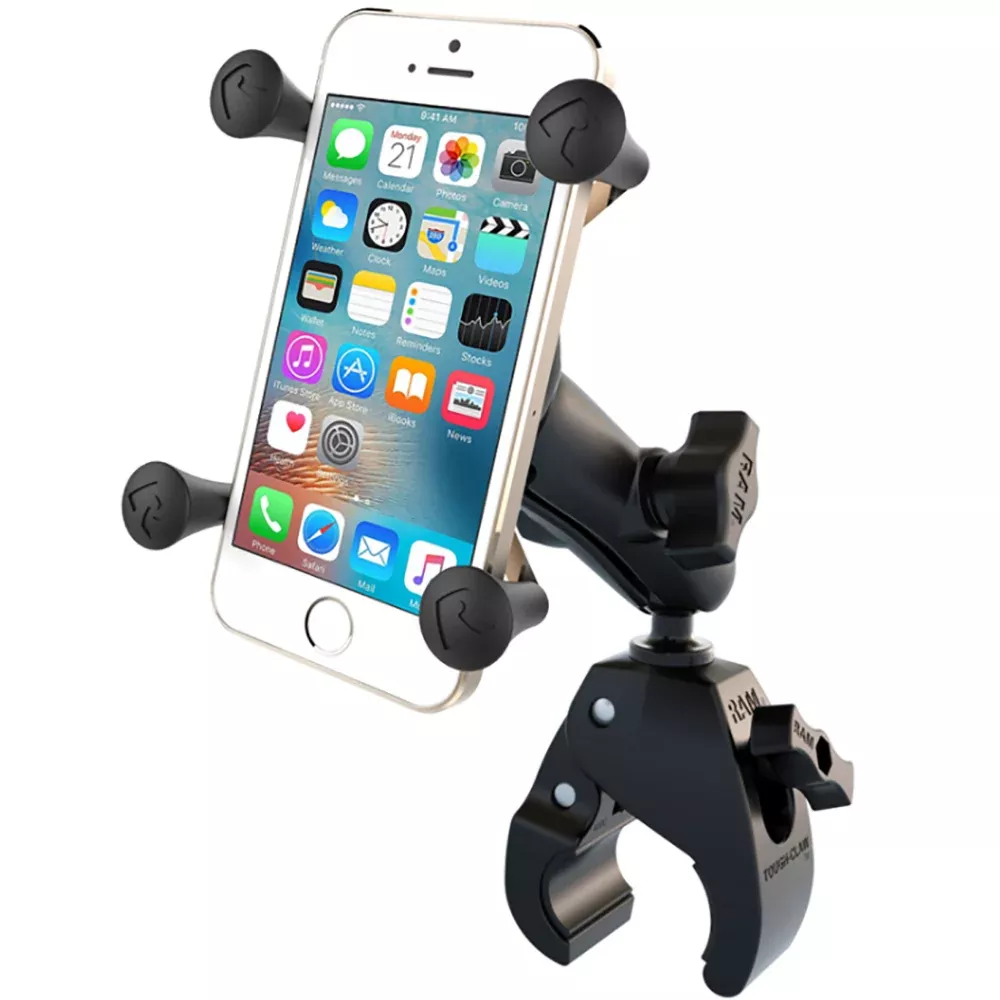 RAM Mount Small Tough-Claw Base w/Double Socket ArmUniversal X-Grip Cell/iPhone Cradle