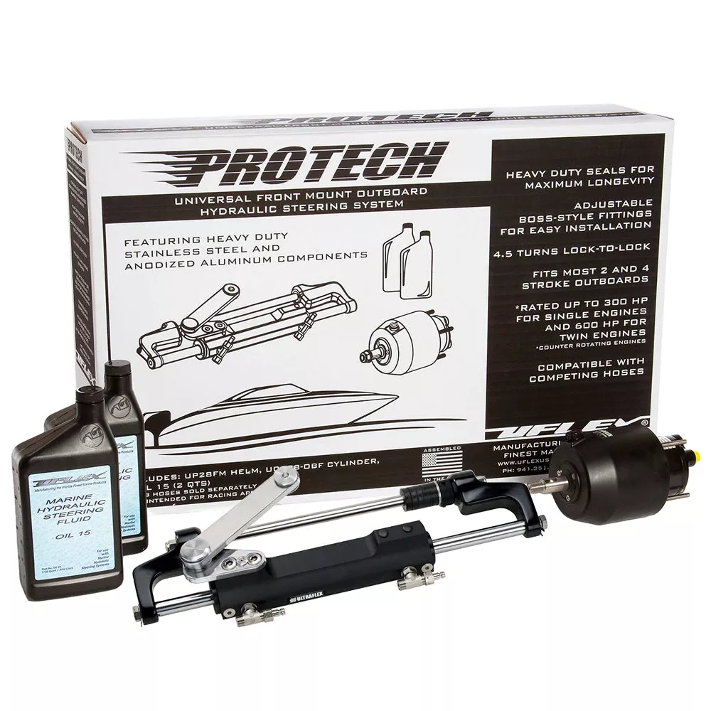 Uflex PROTECH 1.1 Front Mount OB Hydraulic System - Includes UP28 FM Helm, OilUC128-TS/1 Cylinder - No Hoses