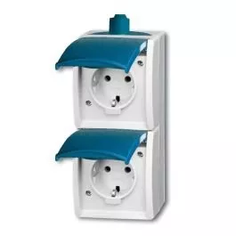 Wall Socket Turqoise Double Vertical