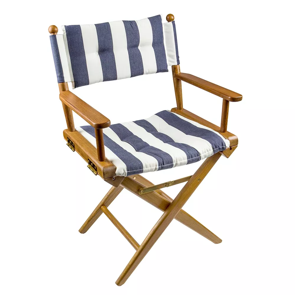 Whitecap Directors Chair w/NavyWhite Cushion - Teak