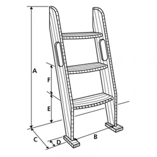 Wooden Staircase 5 Steps Height 155 cm